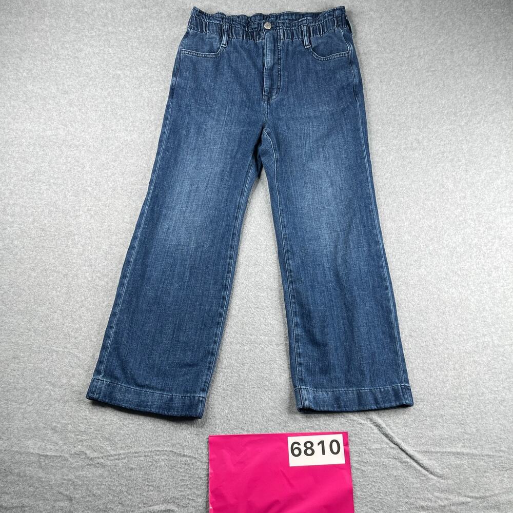 J Crew Elastic Waist Jeans Blue Distressed Casual Pockets Womens Size 27